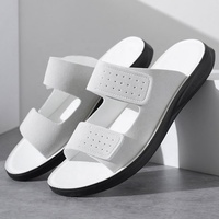 Sandales d'été confortables pour hommes, motif léopard, antidérapantes, à bout ouvert, semelle extérieure en EVA, semelle souple, couleur unie, doublure textile