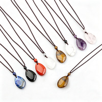 Pendentif en cristal naturel en forme de goutte d'eau, améthyste irrégulière, quartz rose, pierre de guérison pour la création de colliers et accessoires de bijoux DIY