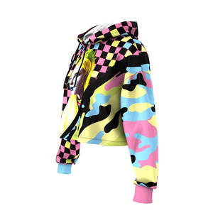 <b>Winter</b> Wear <b>Women's</b> Crop <b>Top</b> Hoodies Customized Design Heat Transfer Printing Pullover Hoodies for <b>Woman</b> Knitted - Product Image 2