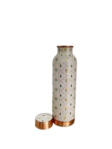 1000ml Handcrafted Pure Copper Water <b>Bottle</b> Floral Enamel Print Ayurvedic Wellness Vessel Leak-Proof Sports <b>Flask</b> for Yoga & Gym - Product Image 5