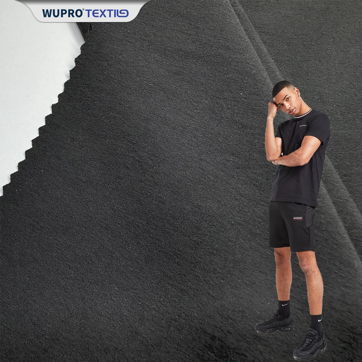 Stock Lot Fabric Nylon Waterproof Black 90 Nylon 10 Spandex Woven Fabric for Sportswear