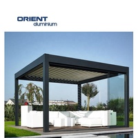 Harga pabrik grosir Pergola Aluminium luar ruangan bermotor panel surya transparan Pergola
