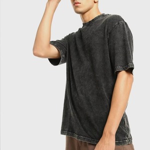 T-shirt décontracté d'été pour homme à manches courtes, coupe oversize, avec logo personnalisé, effet délavé, en tissu polyester/coton de haute qualité - Product Image 1