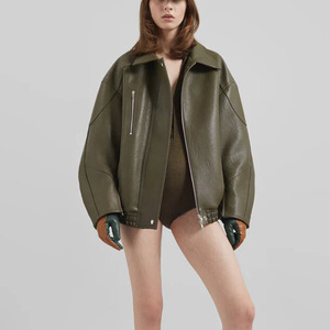 <span class=keywords><strong>Chaqueta</strong></span> de cuero sintético oversize <span class=keywords><strong>para</strong></span> <span class=keywords><strong>mujer</strong></span>, <span class=keywords><strong>con</strong></span> cremallera, estilo motociclista, a la moda, <span class=keywords><strong>para</strong></span> otoño e invierno, OEM - Product Image 2