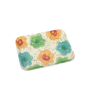 Colorful花Rectangularメラミンと竹繊維Serving Tray