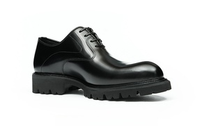 Chaussures habillées élégantes à bout pointu et lacets Derby - Chaussures pour hommes fabriquées à la main en cuir de vache véritable, formelles, pour le bureau, la carrière, imperméables - Product Image 5