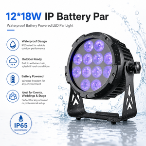 IP65 Rechargeable LED PAR Uplight 12pcs 18W RGBWA UV Wireless Remote APP DMX Stage <b>Light</b> for Disco Party - Product Image 2