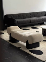 Banc ottoman haut de gamme en bois massif et tissu, style vintage, pour changer de chaussures – Pièce design pour salons