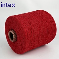 Fil à tricoter turc haute ténacité pour chaussettes et tissage, couleur rouge, 50% coton, 50% polyester recyclé mélangé