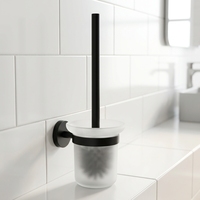 Support mural pour brosse de toilette en acier inoxydable 304 noir, support pour brosse de nettoyage WC