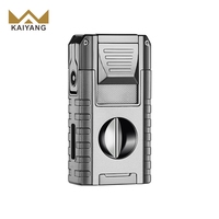 Briquet à cigares multifonction en gros avec coupe-cigares intégré en V, torche coupe-vent et portable