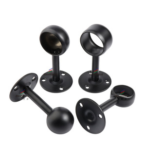 Support mural en acier inoxydable en forme de U, flange noire pour tringle à rideau, design industriel, antirouille - Product Image 3