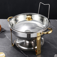 4,5L Edelstahl Runder Chafing Dish mit Deckel Hotel Restaurant Buffet Speisenwärmer Hervorragend zum Warmhalten und Aufbewahren von Speisen