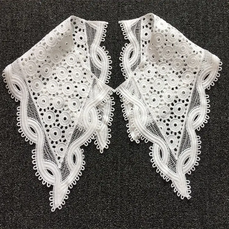 Good Quality Embroidery Design Neck White spitze Collar Polyester Guipure Crochet Lace Collar For Clothing