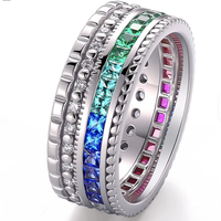 Nouvelles bagues en or massif 18K 14K avec diamants géométriques et pierres précieuses de laboratoire colorées, bague en cristal arc-en-ciel pour femmes et jeunes filles