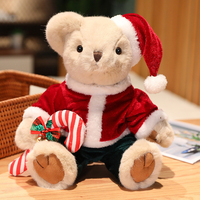 Ours en peluche doux et moelleux de Noël, poupée en peluche avec manteau rouge du Père Noël, jouet en peluche de Noël, souvenir de Noël, ornement, cadeau, ours en peluche