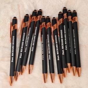 促销定制徽标耐用橡胶涂层金属触摸屏手写笔价格多功能玫瑰金金属圆珠笔 - Product Image 4