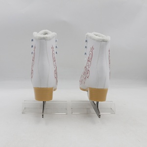 Patins à <span class=keywords><strong>glace</strong></span> en cuir <span class=keywords><strong>blanc</strong></span> confortable pour femmes et filles avec lame en acier au carbone haute ténacité et nœud papillon - Product Image 6