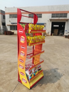 Tùy Chỉnh Siêu Thị Khuyến Mại Tầng Thường Vụ Bán Lẻ 5 Đẻ Kệ Dây Giỏ Đẻ Pop Up Khoai Tây Chip Hiển Thị Kệ - Product Image 3