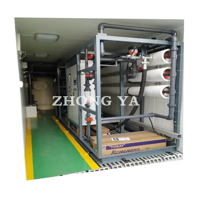 Energy Saving Sea Water Water Treatment Machines SWRO Reverse Osmosis RO Desalination System Installed in Container