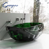 Nouvelle baignoire en résine de pierre artificielle de luxe, modèle personnalisé, colorée, autoportante, transparente, en cristal