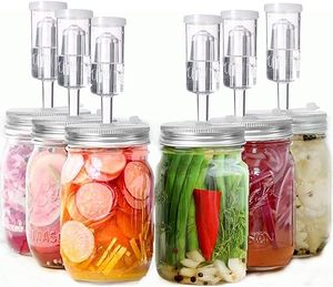 Geniş ağız kavanozları için fermantasyon kiti silikon grometler Airlocks silikon yüzükler ile paslanmaz çelik fermente kapaklar - Product Image 1