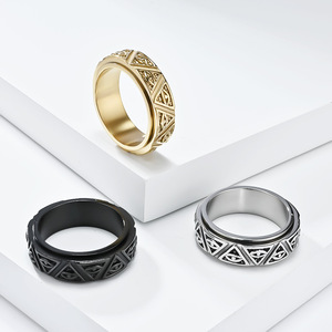 Ancient Egyptian Horus Eye <b>Titanium</b> Steel Rotating <b>Ring</b> Pyramid Design Men's Fashion Jewelry Index Finger <b>Ring</b> Gold Color - Product Image 2