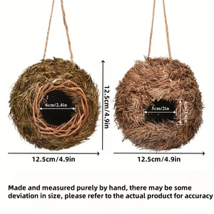 Nid d'oiseau suspendu, ornement de jardin, bouche ronde en résine faite à la main pour la décoration des oiseaux de compagnie - Product Image 4