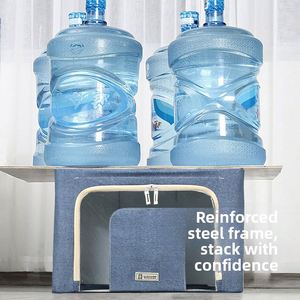 กล่องเก็บของผ้าอ๊อกซ์ฟอร์ดกันน้ำหนา 600D ขนาด 60L-100L พับได้ ป้องกันฝุ่น พร้อมหน้าต่างโครงเหล็ก สำหรับใช้ในบ้าน ขายส่งจากโรงงาน - Product Image 3