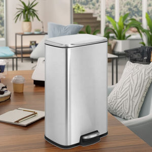 سلة مهملات Sunshine Square سعة 12 لترًا من الفولاذ المقاوم للصدأ للاستخدام الداخلي والخارجي، مزودة بدواسة قدم ومستشعر للحركة، مناسبة للمكتب والمنزل - Product Image 4