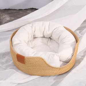 Simple Style Rattan Cat Nest Round Handmade Woven Pet <b>Bed</b> For Cat Home Use - Product Image 3
