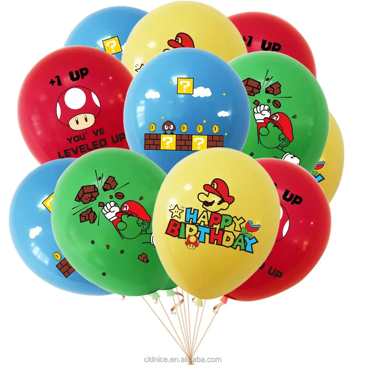 Simpatici bambini buon compleanno Banner torta Toppers palloncini in lattice colorati Mario Bros tema Super Mario forniture per feste di compleanno