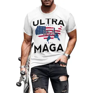 Summer fashion designer custom print American flag wind community activity team men custom T-shirt wholesale