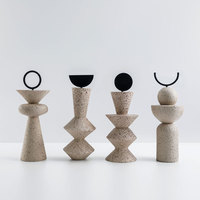 Sculpture géométrique abstraite en résine Polystone texturée sable, moderne, pour table, accents décoratifs naturels pour la maison, vente en gros