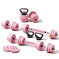 Ensemble d'haltères réglables 5 en 1, convertible en barre d'haltères, kettlebell, barre de pompes, ensemble de poids détachable pour la musculation à domicile