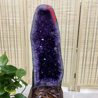 Paire de géodes d'améthyste violette naturelle du Brésil, cristaux d'améthyste en forme d'ailes de papillon, pierres de quartz pour la décoration intérieure