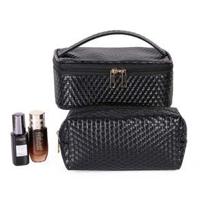 Trousse de Maquillage Homme en Cuir PU, PVC et Polyester/Nylon, Fermeture Éclair, Impression Numérique Noire, Marque OEM, Pratique - Product Image 1