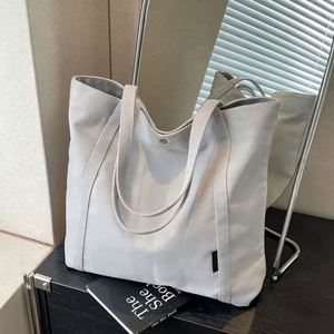 Original Design Eco Student Commuting Canvas Tote <b>Bag</b> Solid Color Versatile Reinforced Shoulder <b>Bag</b> Long Handle Custom Logo - Product Image 4