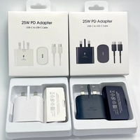 Adaptateur de charge Type C 25W pour Samsung, prise multi-prises US EU UK, chargeur rapide Type C, câble Type C pour Samsung S Series S21 à S26