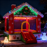 Château gonflable géant de Noël avec toboggan, thème parc d'attractions, maison de bonhomme de neige gonflable pour Noël 2025