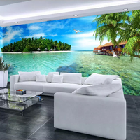 Papel Tapiz Fotográfico 3D Personalizado, Paisaje de Isla de Maldivas, Pintura de Pared para Toda la Casa, Mural de Techo para Sala de Estar