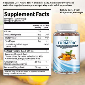 Complément alimentaire personnalisé sous forme de bonbons gélifiés au gingembre et au curcuma pour des bienfaits antioxydants, sans gluten, améliore l'éclat de la peau - Product Image 2