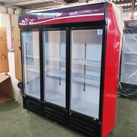 Réfrigérateur de présentation de boissons Red Bull à porte unique, design moderne, sans givre, à refroidissement hybride, pour boutique et petite entreprise de vente au détail