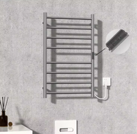 Sèche-serviettes électrique mural en acier inoxydable 304 avec affichage numérique, réglage de la température et minuterie pour salle de bain