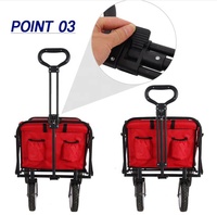 Noir rouge réglable robuste pliable pliant utilitaire voiture Wagon Camping en plein air chariot plage pique-nique pliable Camping Wagon
