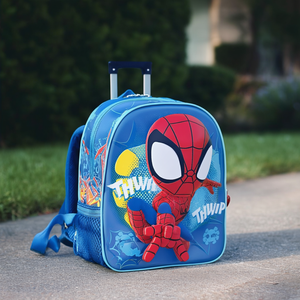 กระเป๋าเป้สะพายหลังมีล้อลายใยแมงมุม Marvel Spiderman รุ่น Web Out-Small 3D สีฟ้า - Product Image 3