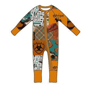 Ropa de bambú con estampado occidental para bebés 95% bambú 5% Spandex pijamas para bebés durmientes conjuntos para niños pequeños peleles con cremallera de bambú Zippy - Product Image 5