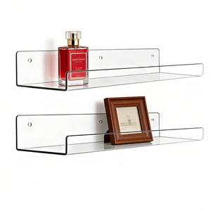 Estante de <span class=keywords><strong>Pared</strong></span> en Forma de L de Acrílico Transparente de 4 mm de Grosor, Organizador Flotante Montado con <span class=keywords><strong>Tornillos</strong></span> para Baño, Cocina, Sala de Estar, Almacenamiento en el Tocador - Product Image 1