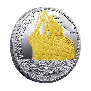 Titanic Gedenkmünze Antike Metallmünze Gold-Silber-Farbschema Kreuzfahrtschiff-Muster Reiseroute Sammlerstück - Product Image 2