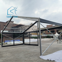 Tente de réception de luxe en aluminium avec toit transparent en verre trempé pour mariage, fête ou banquet en plein air